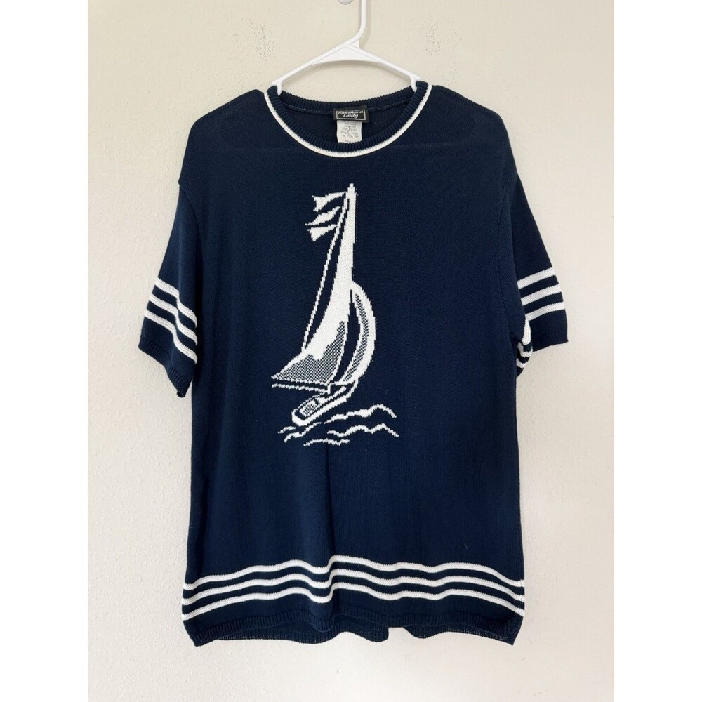 Vintage Southern Lady Nautical Sailercore Sweater L Coastal Old Money Preppy Top